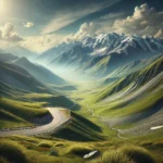 A realistic and scenic photograph inspired by Babusar Top in Pakistan. The scene captures the breathtaking high-altitude landscape with rugged