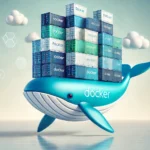 A Whale Carrying Stacked Containers to Symbolize Containerization and Deployment Efficiency